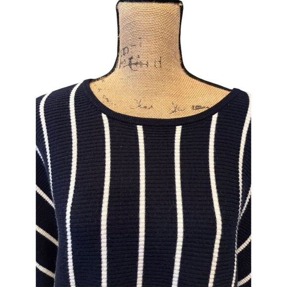 Philosophy Women's 2XL Navy & Cream Striped Dolman Sleeve Sweater - Picture 2 of 9